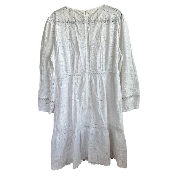 J. Crew Mini Eyelet Dress White Tiered Skirt Sz 14 - Picture 6 of 6